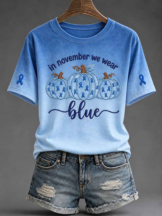 Women's Diabetes Awareness Printed Casual T-Shirt