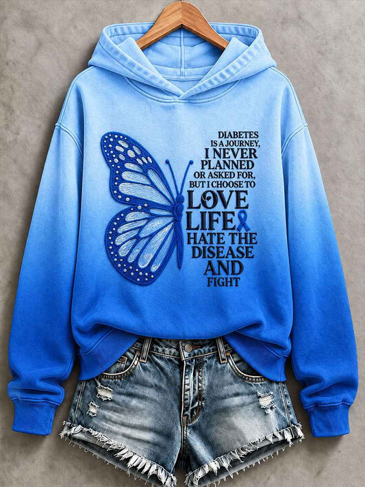 Women'S Diabetes Awareness Print Regular Sweatshirt