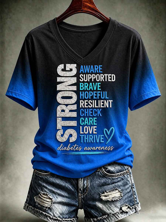 Women'S Diabetes Awareness Print T-shirt
