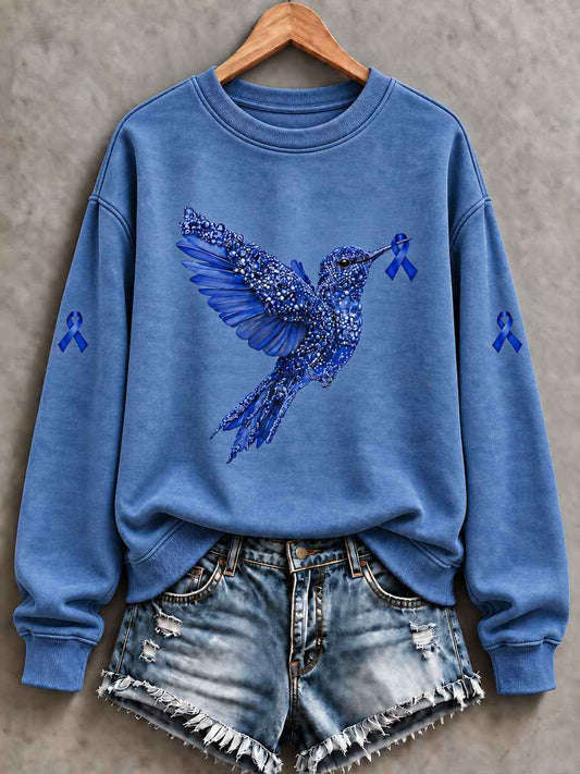 Women's Diabetes Awareness Printed Casual Sweatshirt