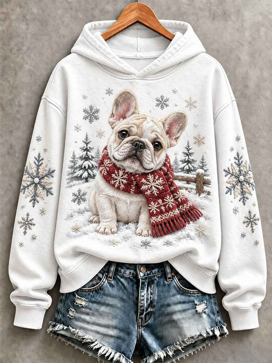 Women's Cute Dog In Winter Print Sweatshirt