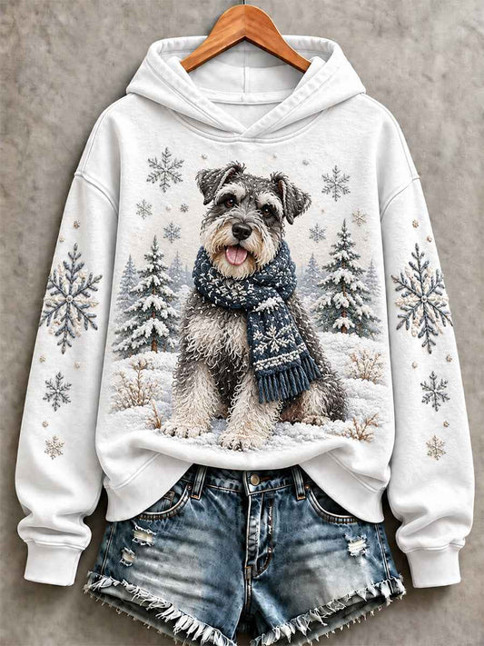 Women's Cute Dog In Winter Print Sweatshirt