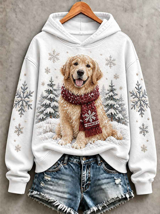 Women's Cute Dog In Winter Print Sweatshirt