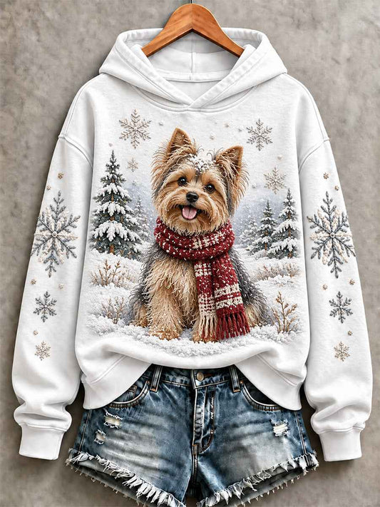Women's Cute Dog In Winter Print Sweatshirt