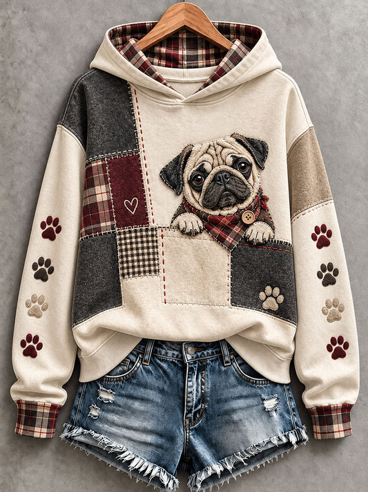 Women's Cute Pug Hoodie gracestitchs