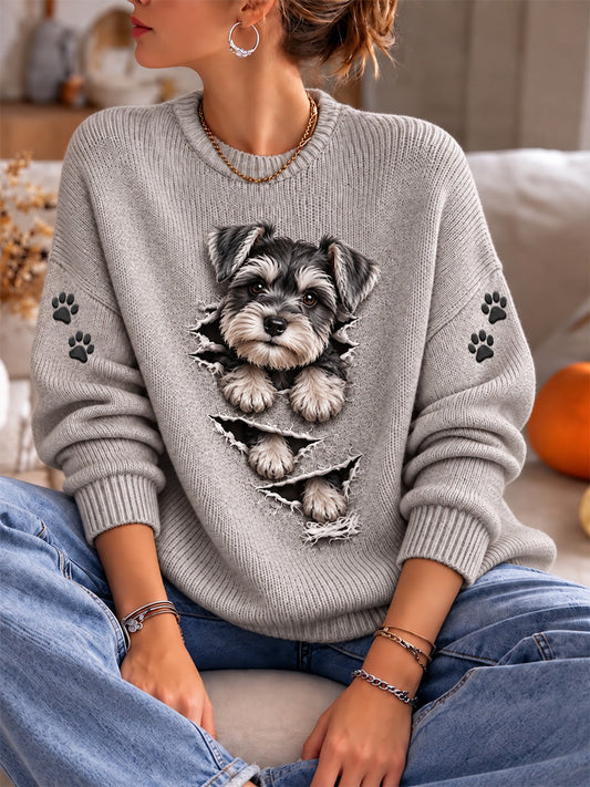 Women's Cute Dog Print Sweater gracestitchs