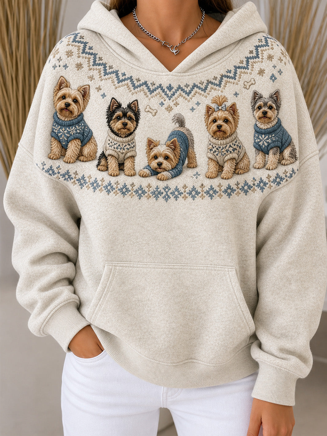 Women's Yorkshires Pattern Causal Hoodie gracestitchs