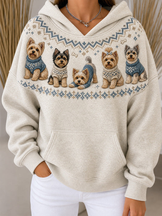 Women's Yorkshires Pattern Causal Hoodie gracestitchs