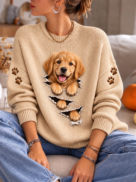 Women's Cute Dog Print Sweater gracestitchs