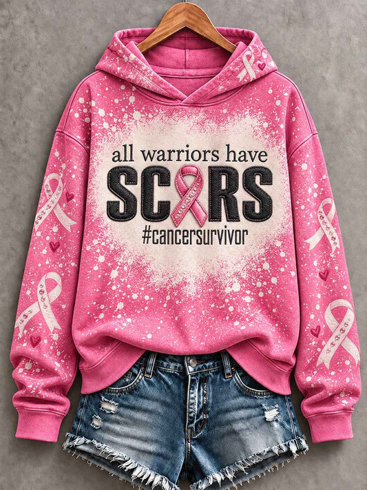 Women's Breast Cancer Awareness Art Printed Hoodie