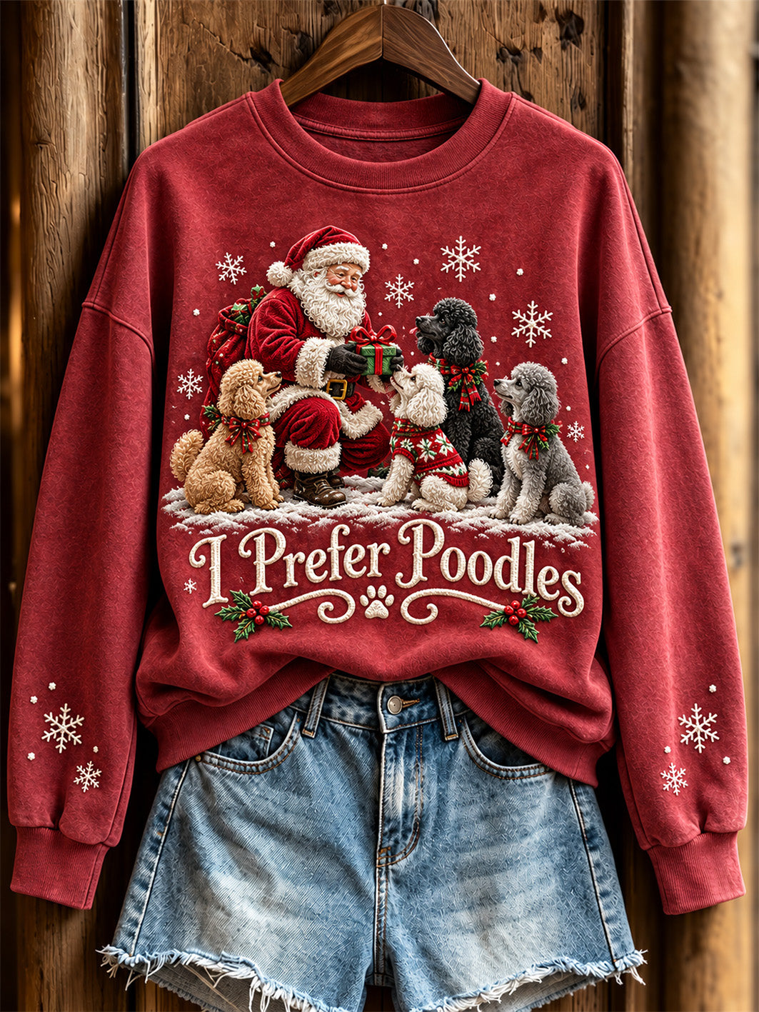 Women's I Prefer Poodles Pattern Causal Regular Sweatshirt gracestitchs