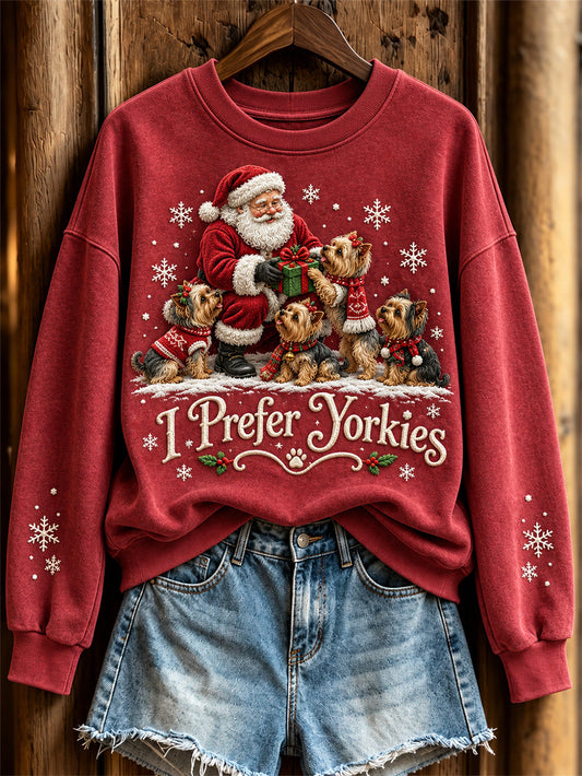Women's I Prefer Yorkies Pattern Causal Regular Sweatshirt gracestitchs