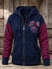 Women's Football Lover Buffalo Print Casual Zip-Up Hoodie gracestitchs