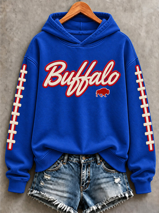 Women's Football Lover Buffalo Print Casual Sweatshirt gracestitchs
