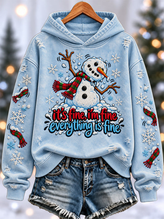 Women's It's Fine I'm Fine Everything is Fine Print Hoodie gracestitchs