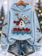 Women's It's Fine I'm Fine Everything is Fine Print Hoodie gracestitchs