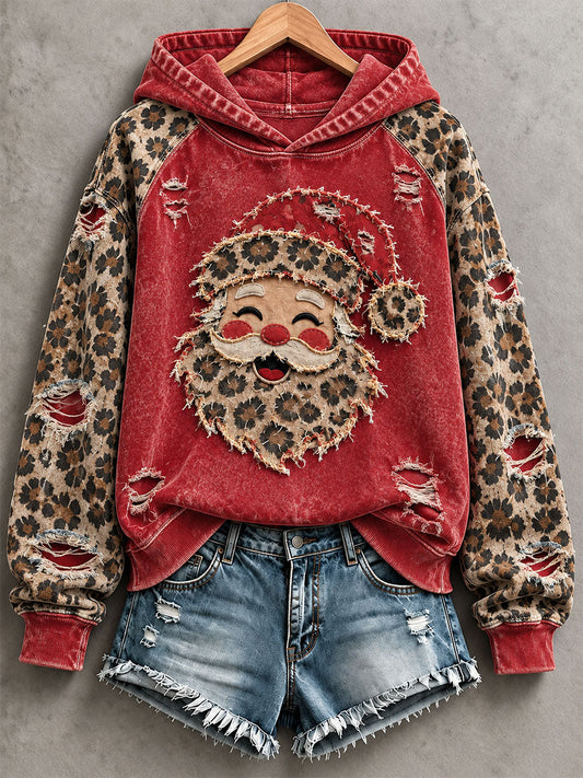 Women's Vintage Santa Claus Print Hoodies gracestitchs