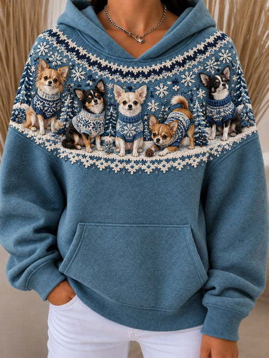 Women's Chihuahuas Pattern Causal Hoodie gracestitchs