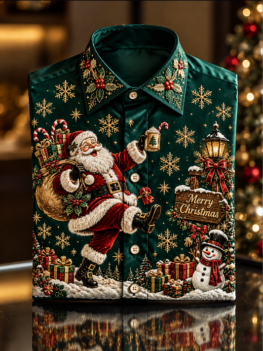 Men's Christmas Santa Claus printed Shirt gracestitchs
