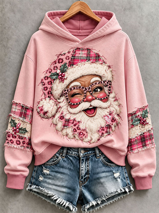 Women's Pink Santa Hoodie gracestitchs