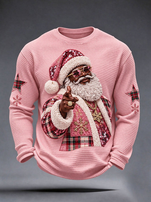 Men's Vintage Pink Santa Waffle Top gracestitchs