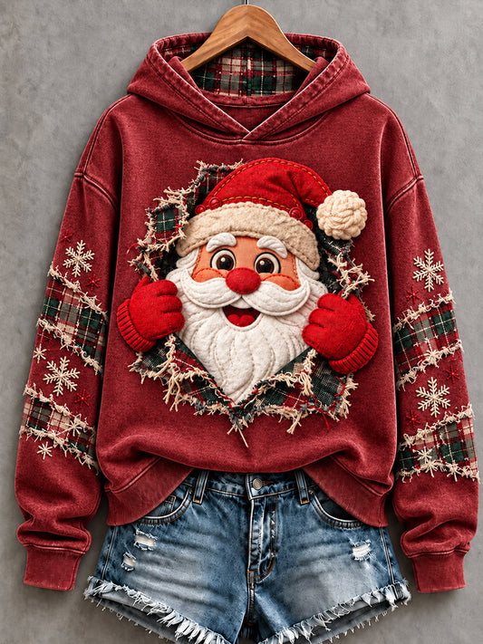 Women's Christmas Santa Claus Art Printed Hoodie gracestitchs