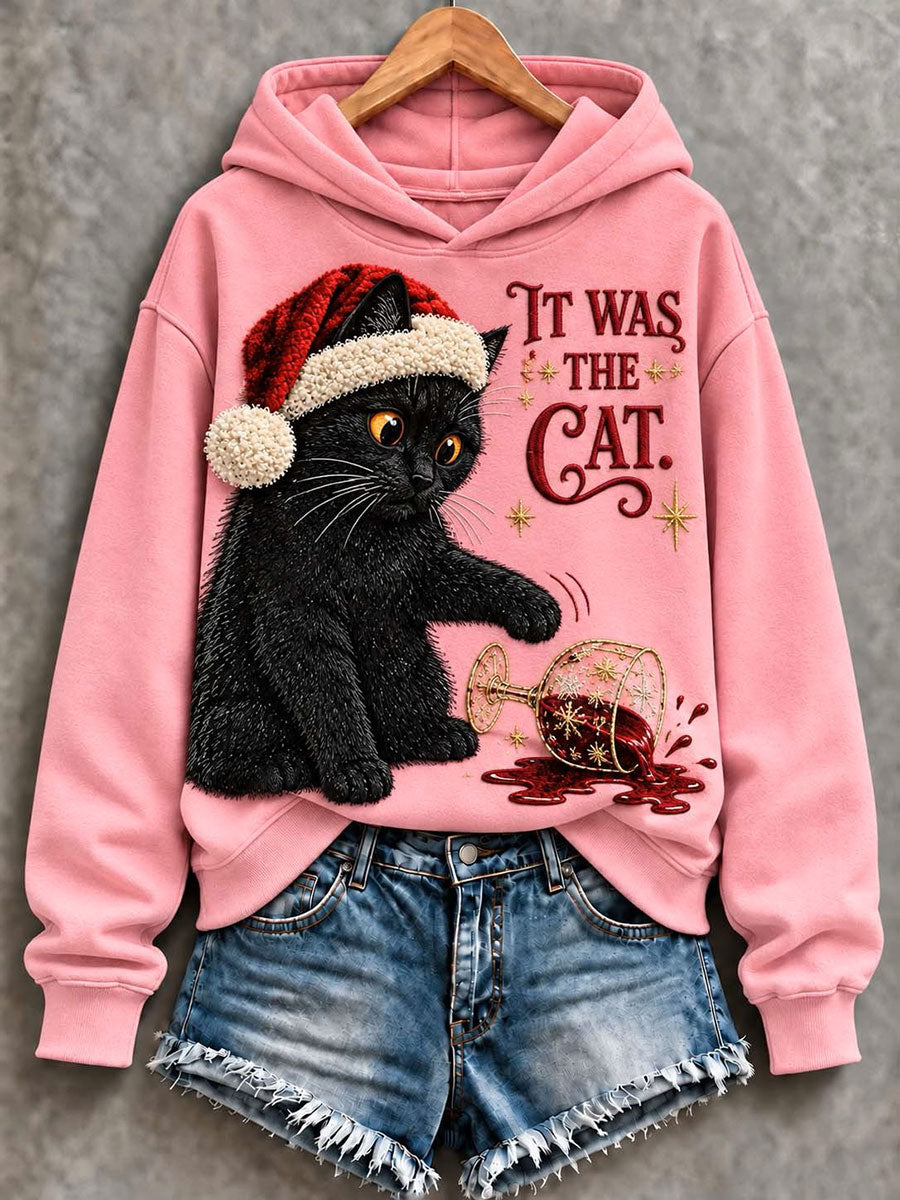 Women's It Was The Cat Print Regular Sweatshirt gracestitchs