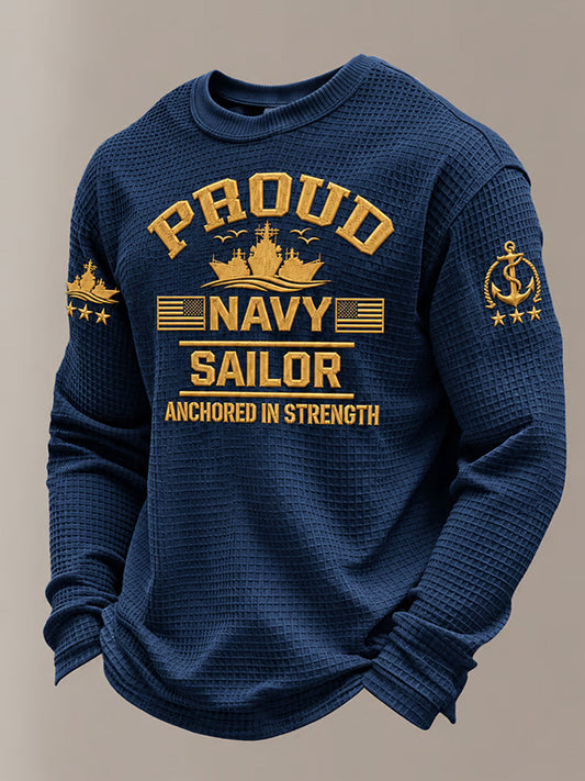 Men's U.S. Veterans Printed Waffle Long Sleeve Top gracestitchs