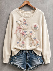 Women's Lovely Poodle Cozy Knit Sweater gracestitchs