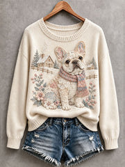 Women's Lovely French Bulldog Cozy Knit Sweater gracestitchs