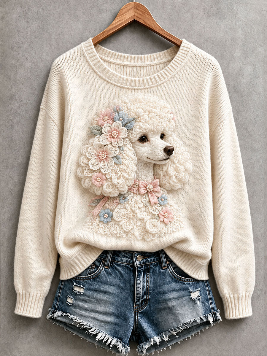 Women's Lovely Poodle Cozy Knit Sweater gracestitchs