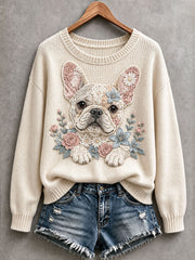 Women's Lovely French Bulldog Cozy Knit Sweater gracestitchs