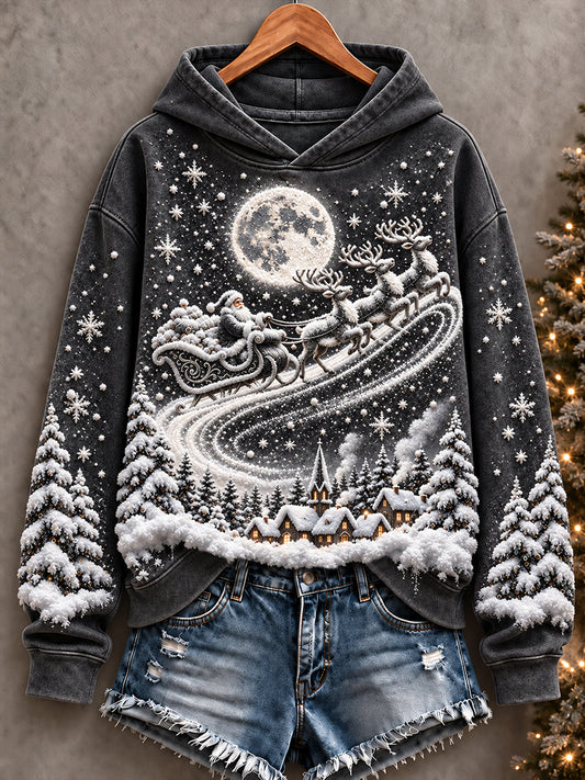 Women's Merry Christmas Art Printed Hoodie gracestitchs