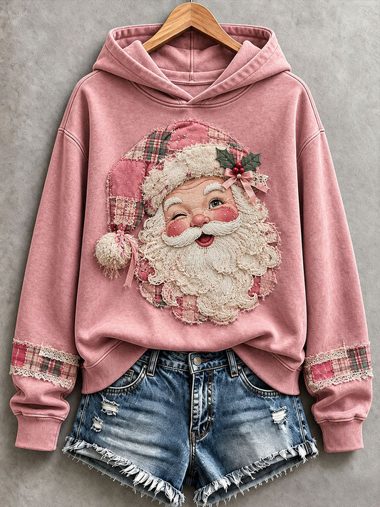 Women's Santa Patchwork Art Hoodie gracestitchs