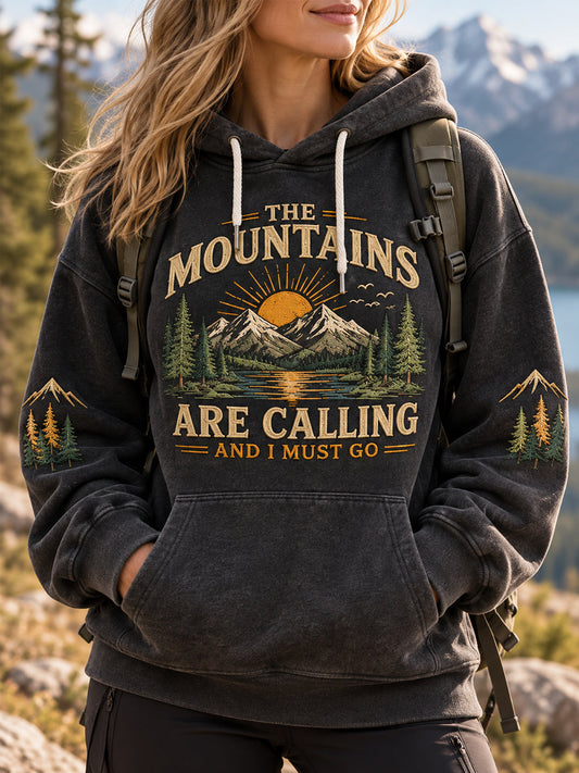 Women's The Mountains Are Calling And I Must Go Hike Lovers Casual Hoodie gracestitchs