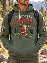 Men's I'd Rather Be Hiking Santa Claus Casual Hoodie gracestitchs