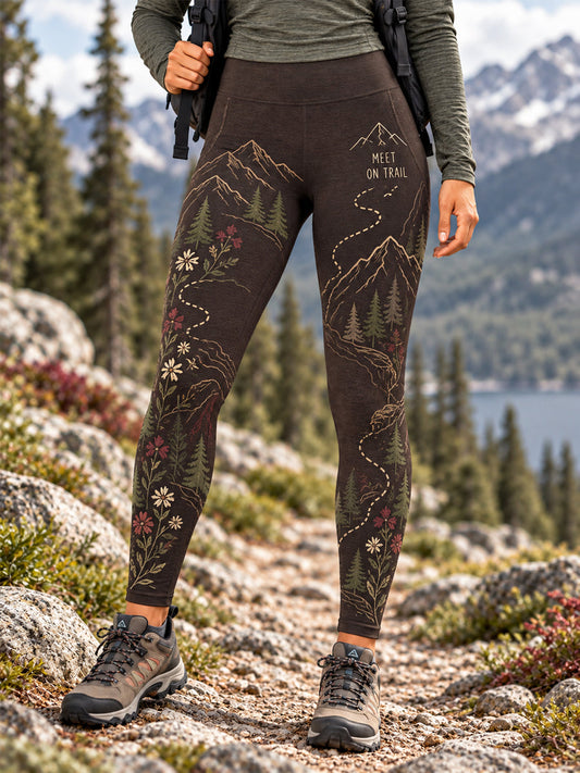 Women's Wilderness Trail Print Hike Lovers Leggings gracestitchs