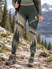 Women's Wilderness Trail Print Hike Lovers Leggings gracestitchs