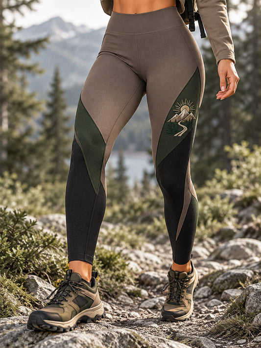 Women's Wilderness Trail Print Hike Lovers Leggings gracestitchs