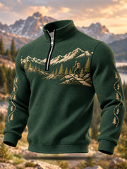 Men's Wilderness Trail Print Hike Lovers Casual Zipper Sweatshirt gracestitchs