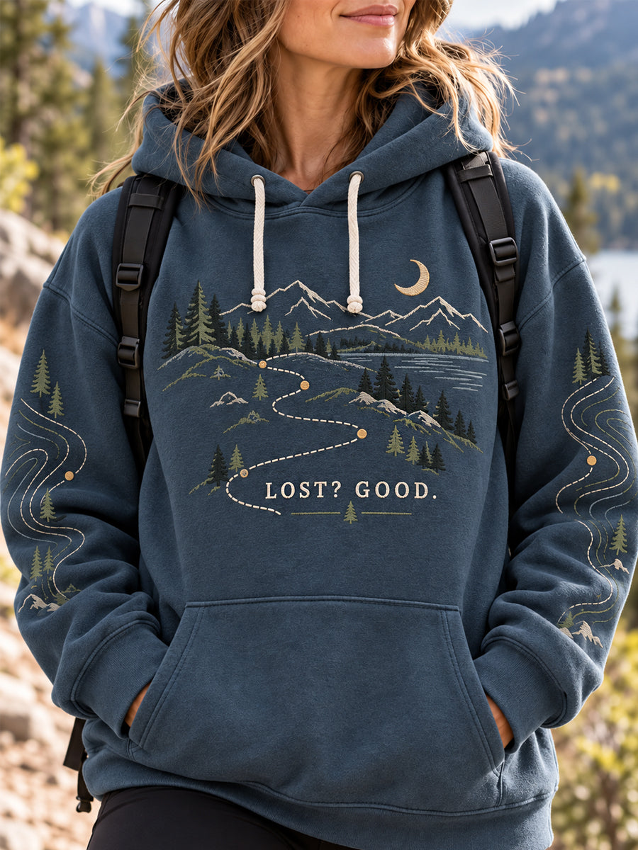Women's Wilderness Trail Print Hike Lovers Casual Hoodie gracestitchs