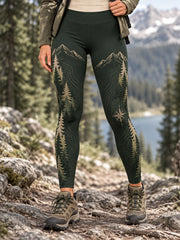 Women's Wilderness Trail Print Hike Lovers Leggings gracestitchs