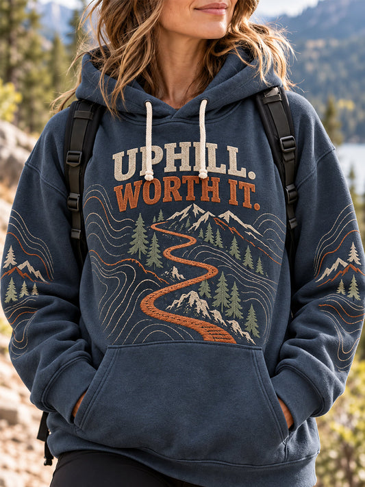 Women's Wilderness Trail Print Hike Lovers Casual Hoodie gracestitchs