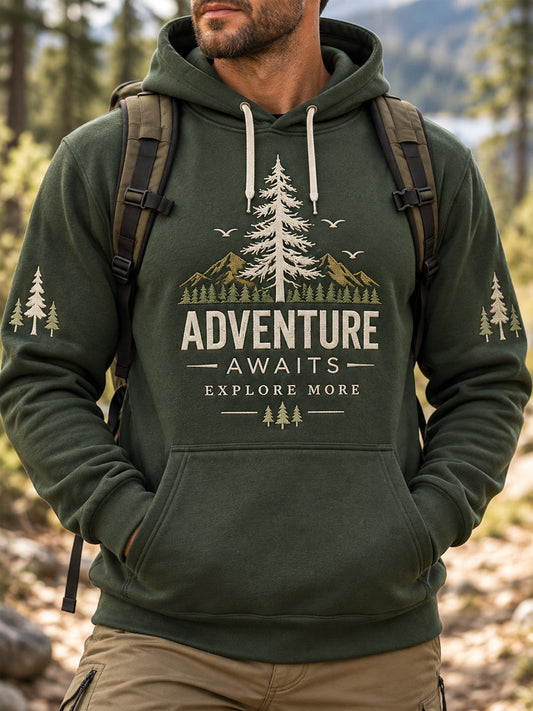 Men's Adventure Awaits Ewplore More Hiker Casual Hoodie gracestitchs