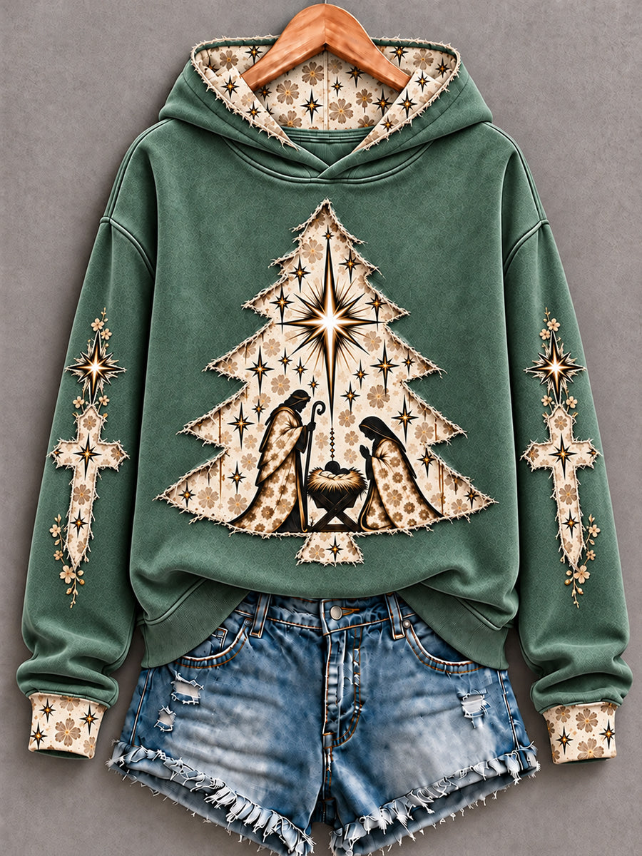Women's Christian Christmas True Story  Art Printed Hoodie gracestitchs