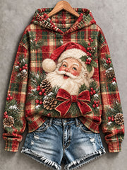 Women's Santa Print Casual Hoodie gracestitchs