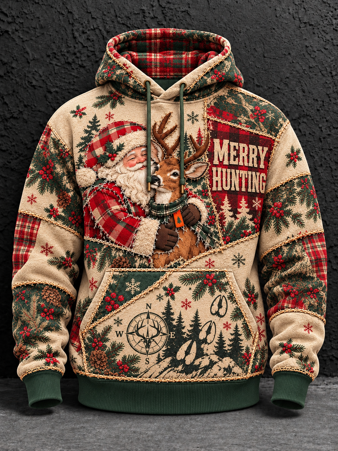 Men's Christmas Oversized Drop-Shoulder Hoodie With Pockets gracestitchs