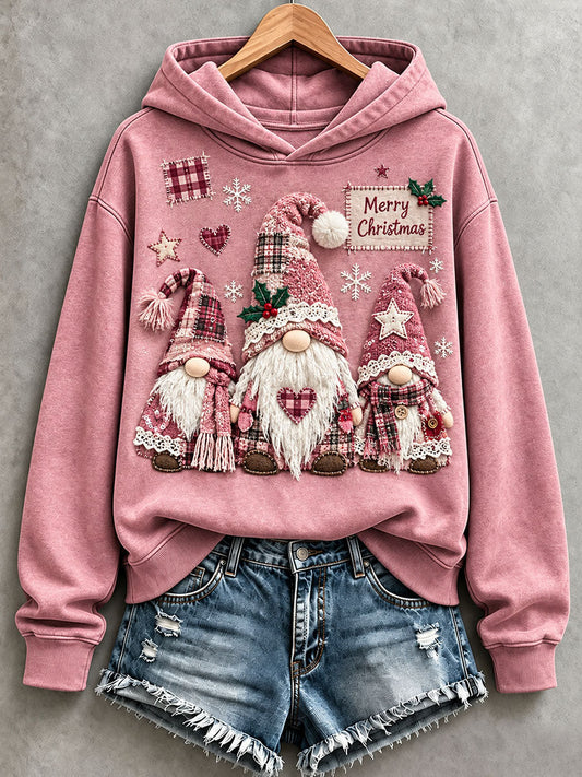 Women’s Pink Christmas Gnome Hoodie gracestitchs