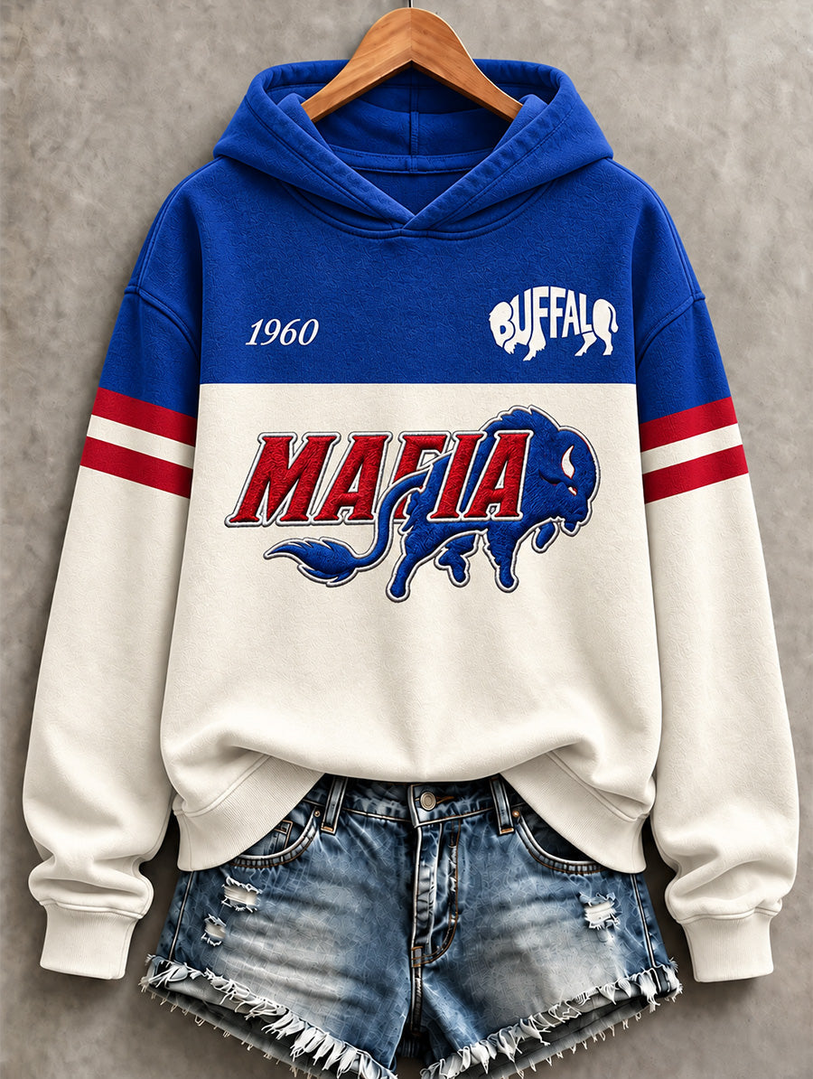Women's Football Lover Buffalo Print Casual Sweatshirt gracestitchs