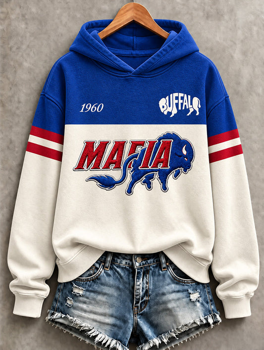 Women's Football Lover Buffalo Print Casual Sweatshirt gracestitchs